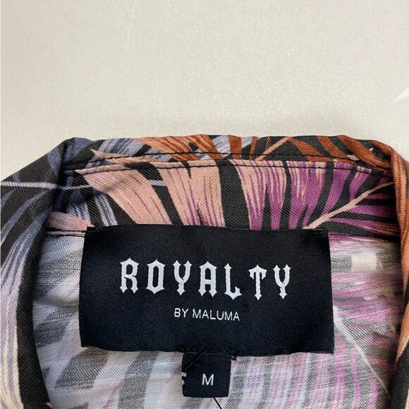Royalty By Maluma All Over Print Palm Trees Shirt Men Medium Long Sleeve NWT - Picture 4 of 7